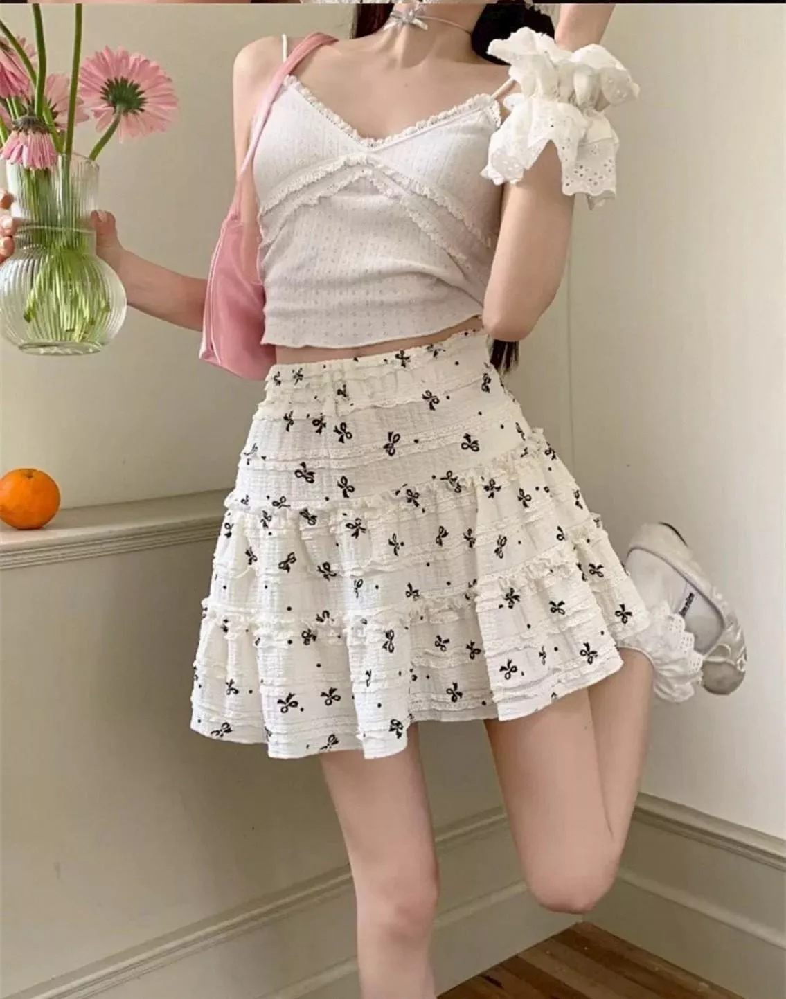 179-8821   蝴蝶結印花蛋糕裙