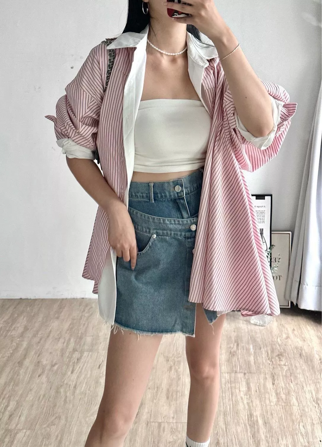 29797   百搭必收條紋傘狀大襯衫