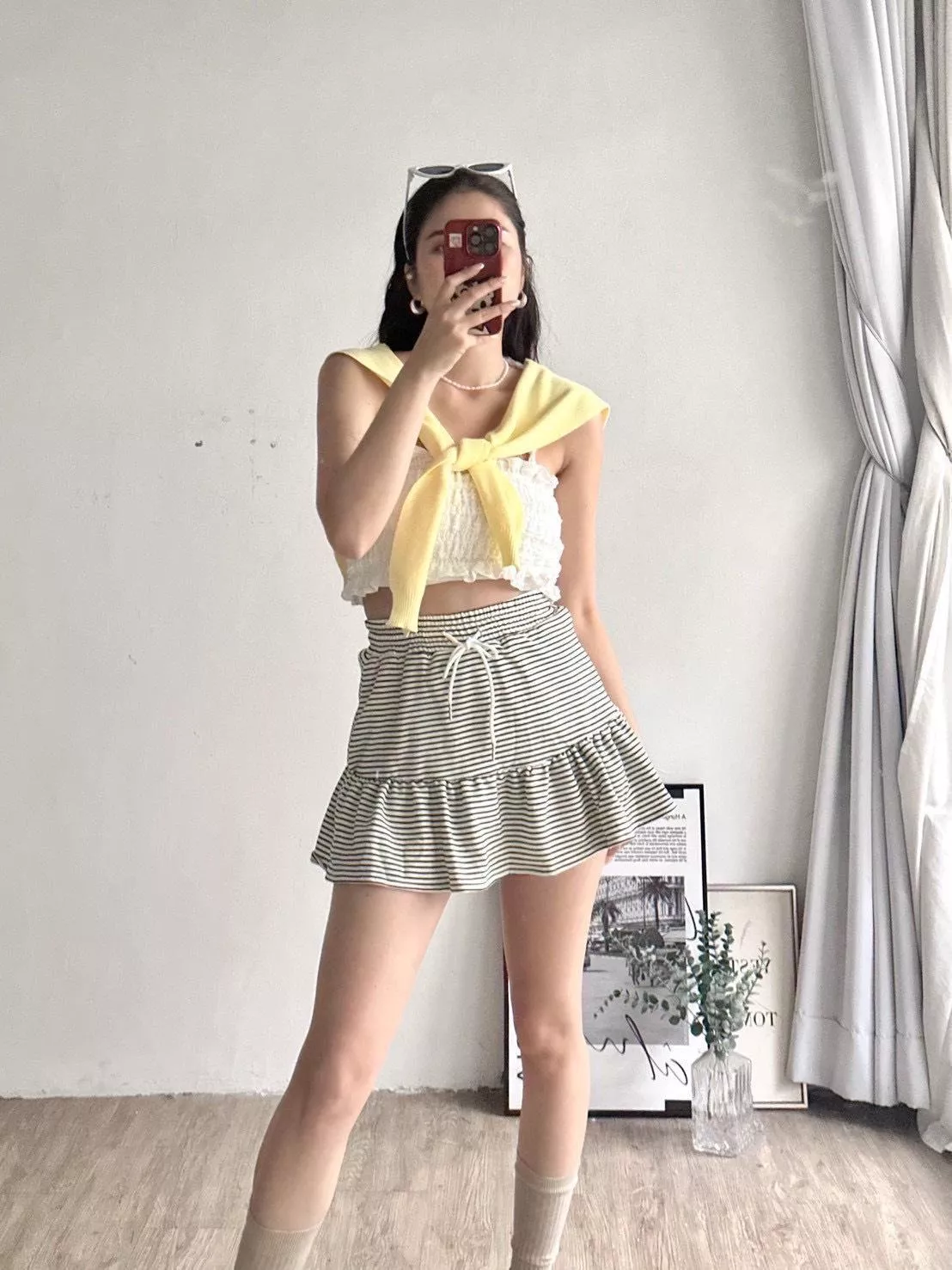 29729  百搭彈力條紋蛋糕棉短裙