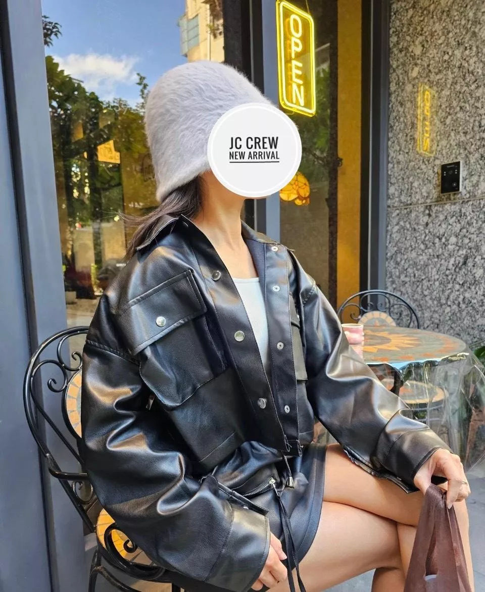 28501   復古美式立體口袋皮革外套