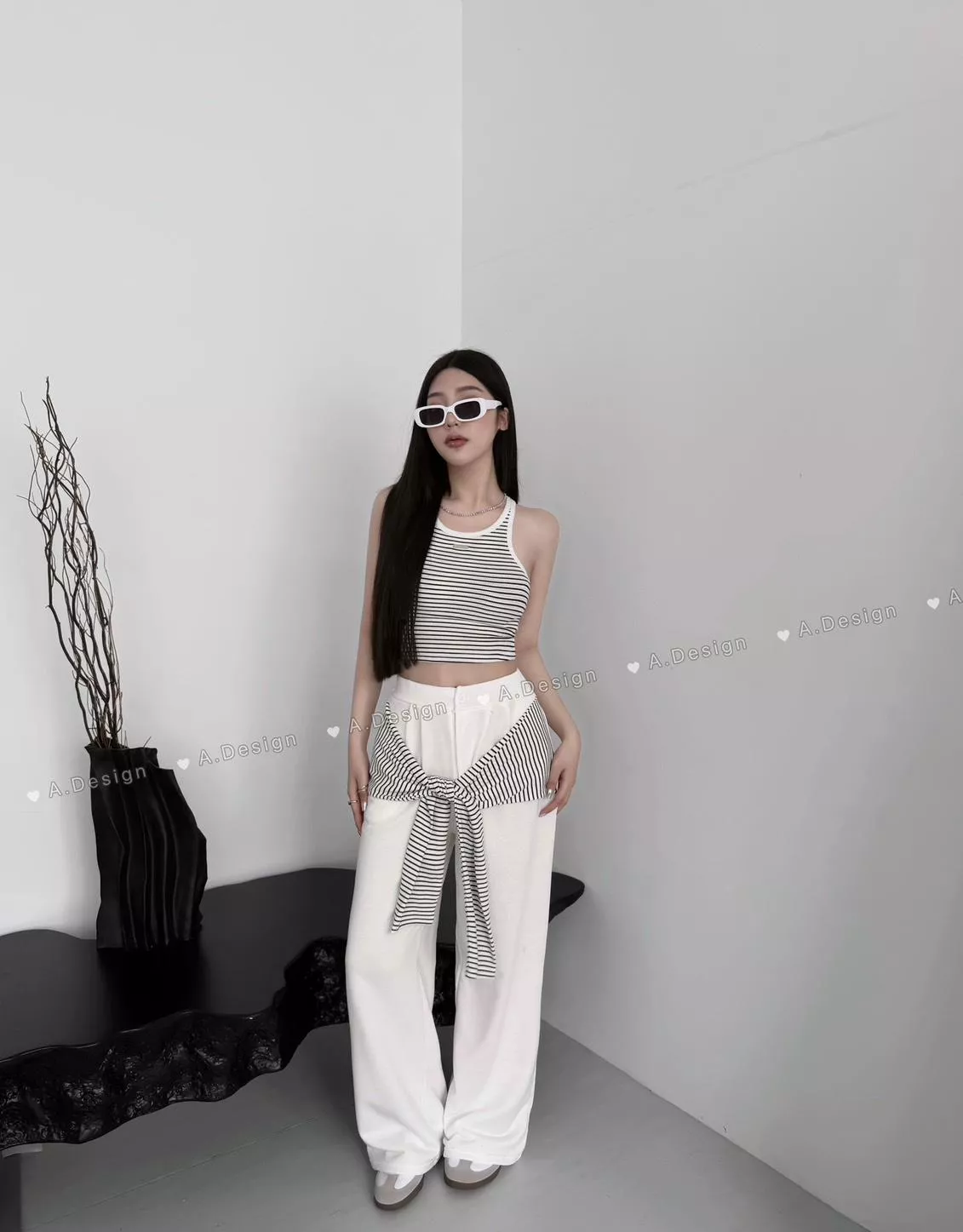 0180   獨家，美式休閒拼色綁帶套裝