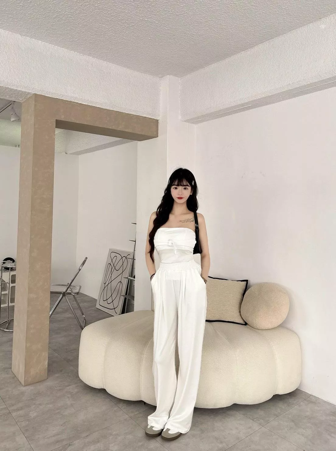 5519   腰封平口長褲套裝