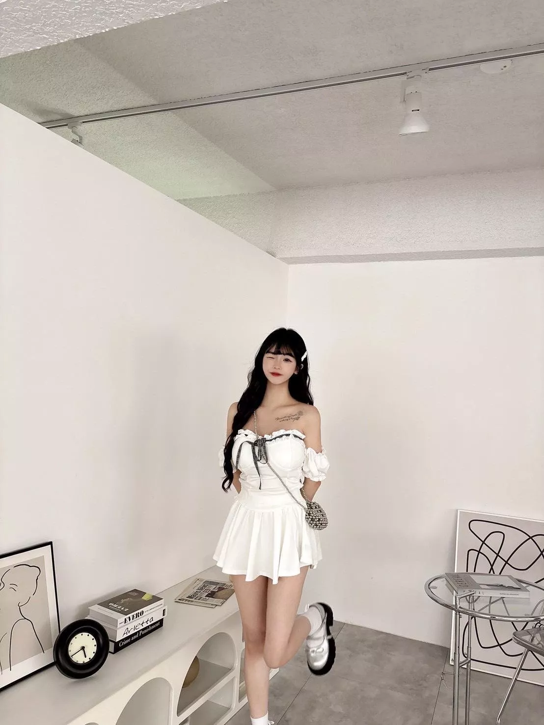 6662  荷葉邊格子綁繩套裝