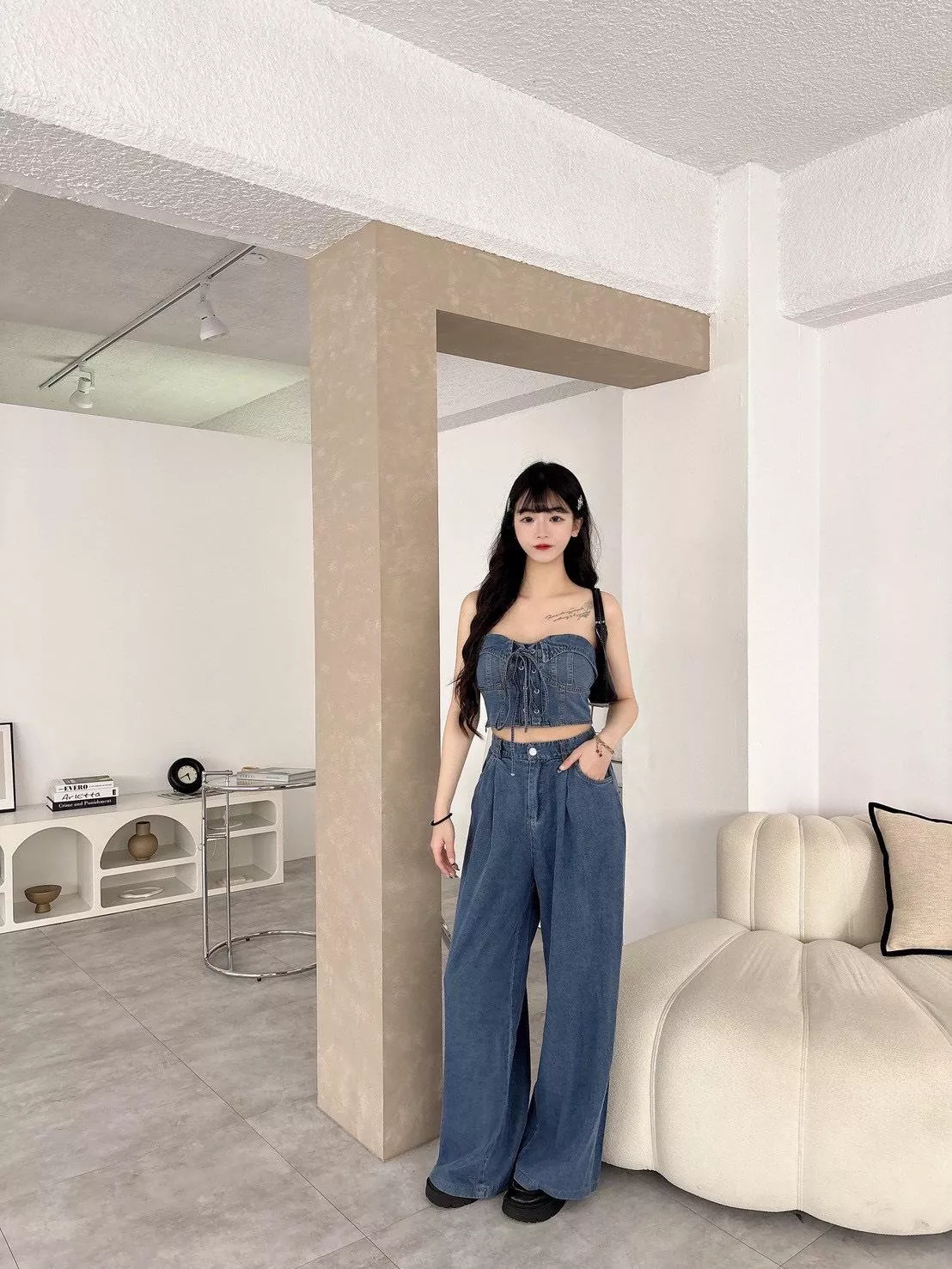 288   牛仔馬甲長褲套裝