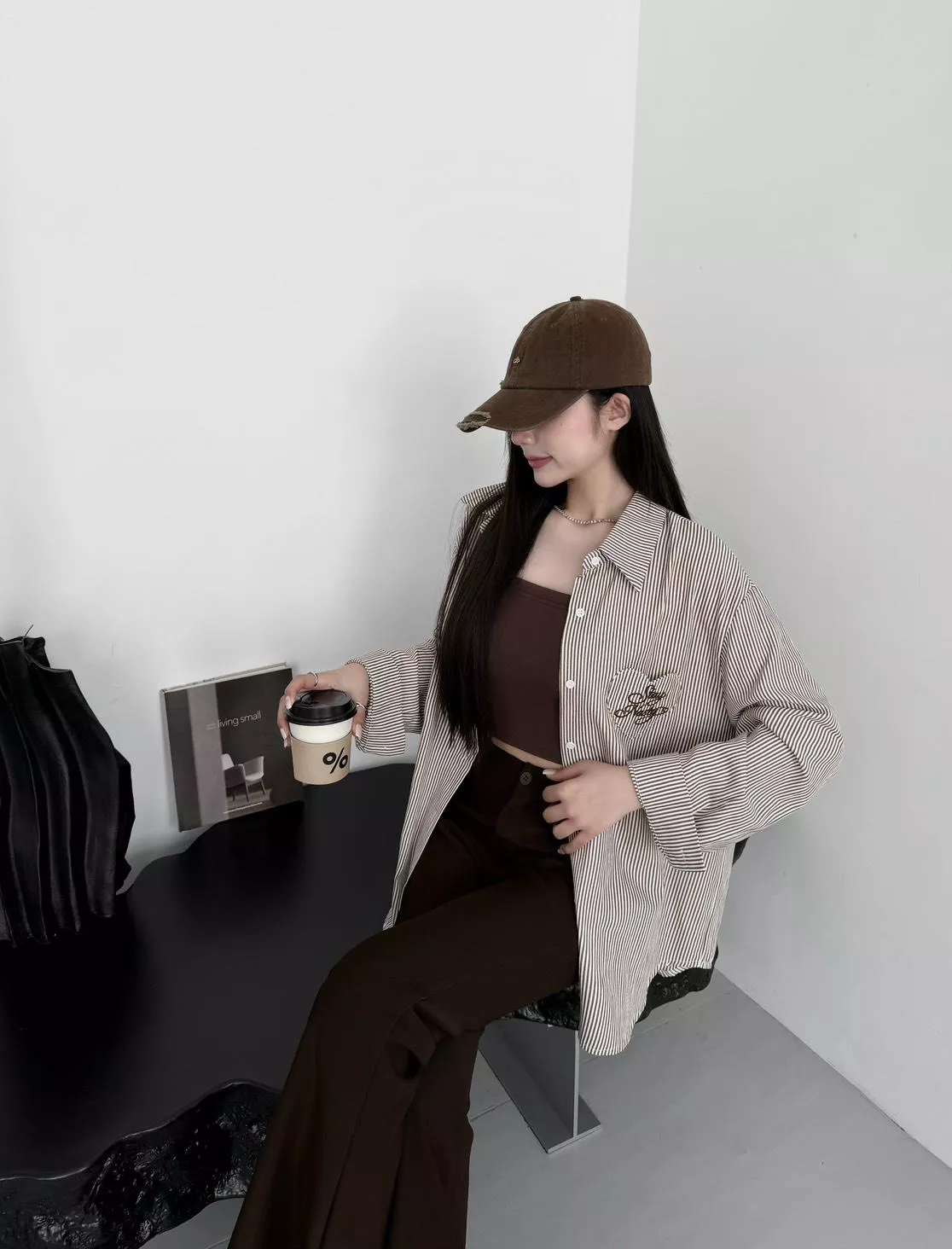 5518   獨家，韓系甜妹條紋愛心襯衫