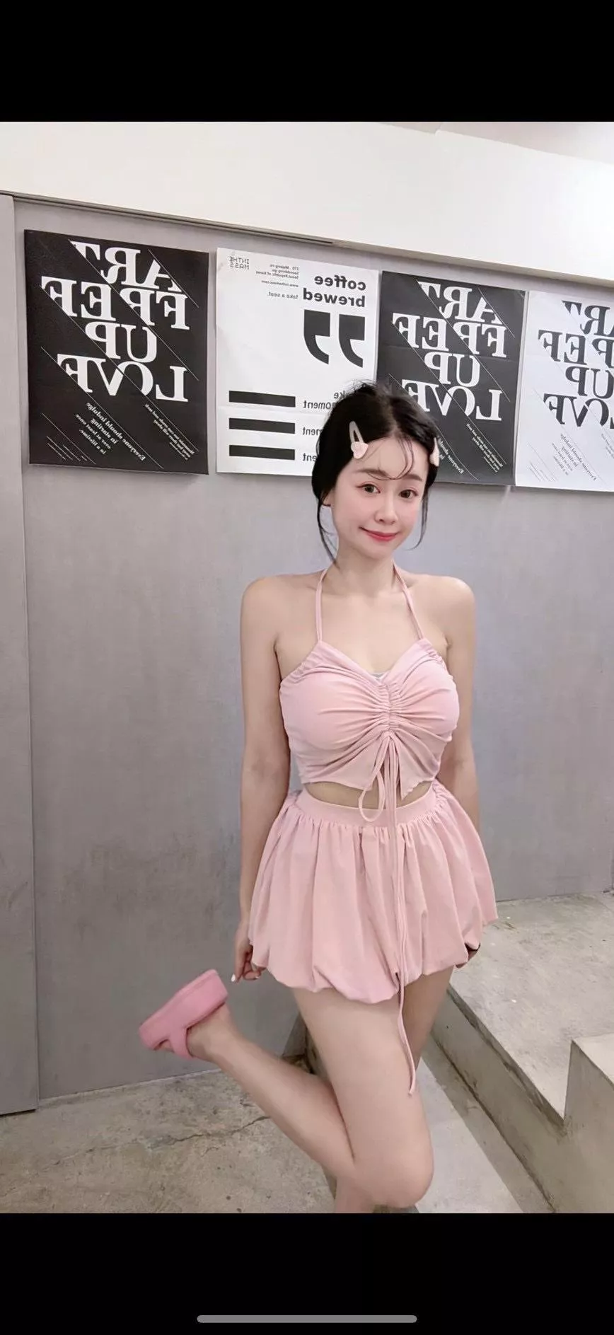 703   抓皺罩杯繞脖上衣+雲朵褲裙套裝