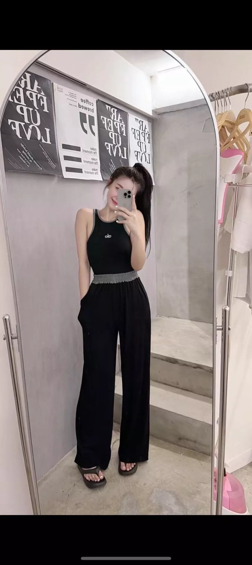 36727   配色英字寬褲套裝