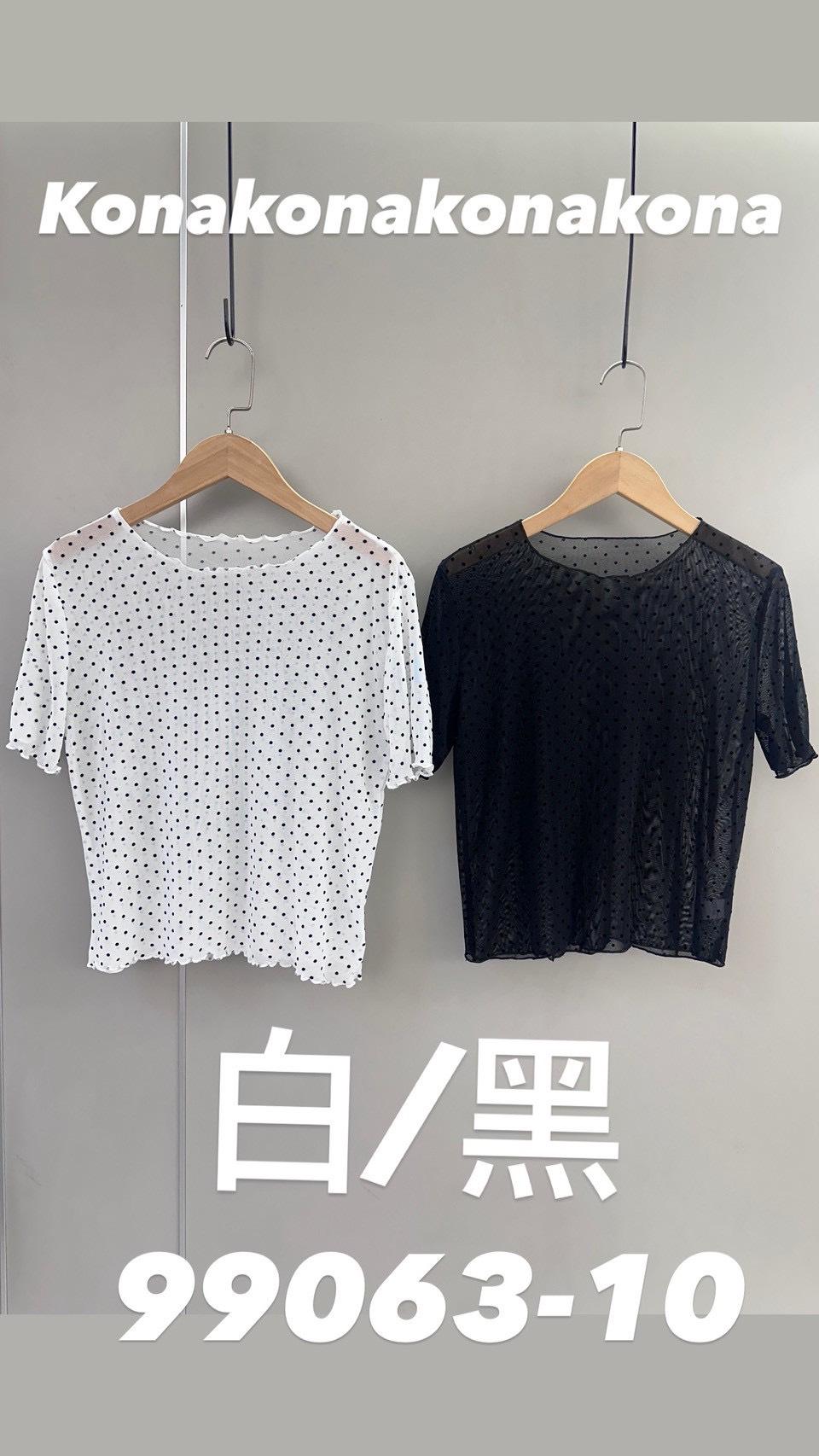 99063   花邊波點透膚上衣