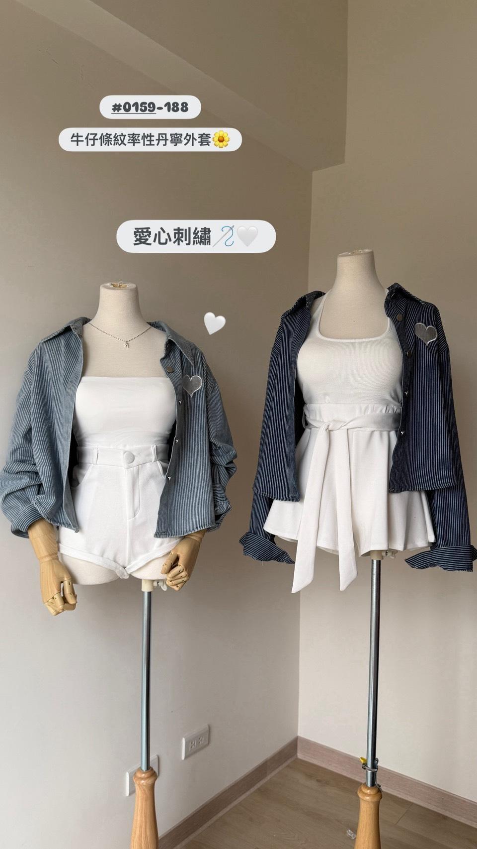 0159-188  牛仔丹寧條紋外套