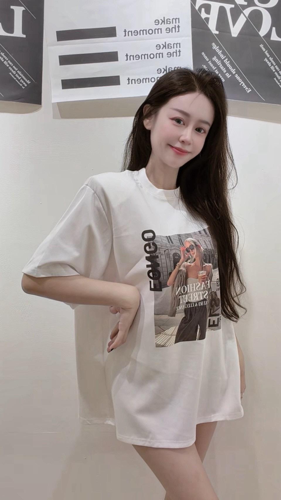 7183   美式復古印花上衣