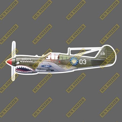 中華民國空軍 P-40 飛虎隊 鯊魚嘴 擬真軍機3M貼紙 尺寸長165 mm