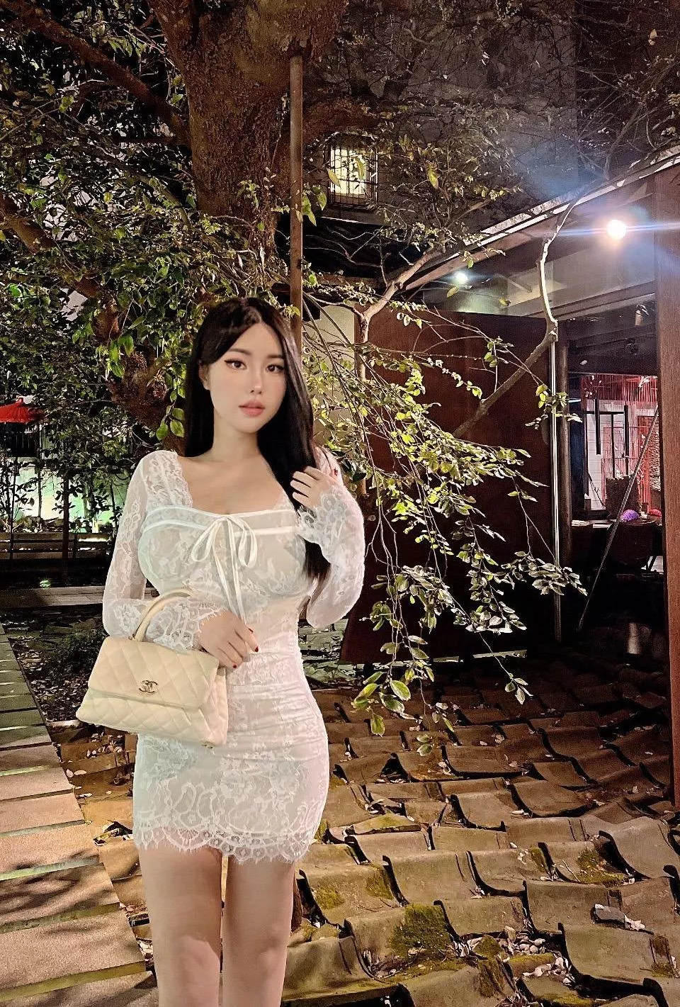 French浪漫情調細緻蕾絲洋裝