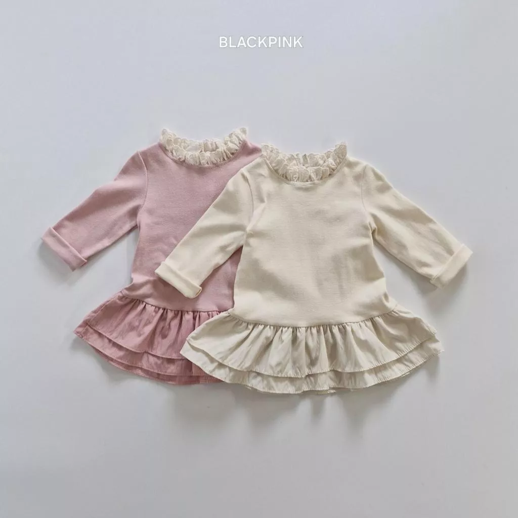 25P 韓國代購Blackpink領口花邊連衣裙