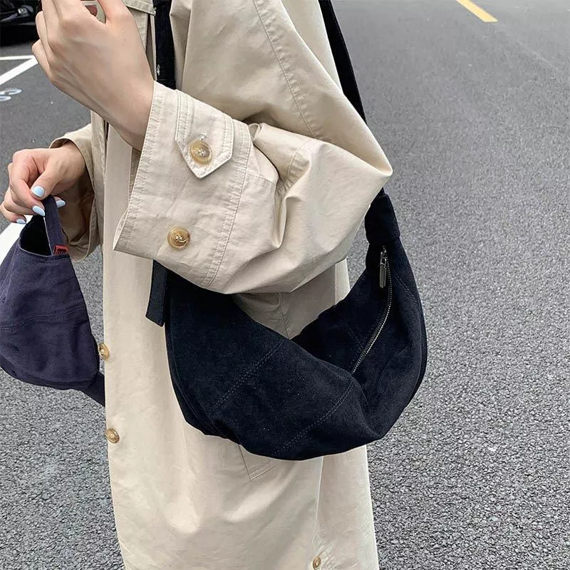 25K韓國代購絨布雙結彎形側背包