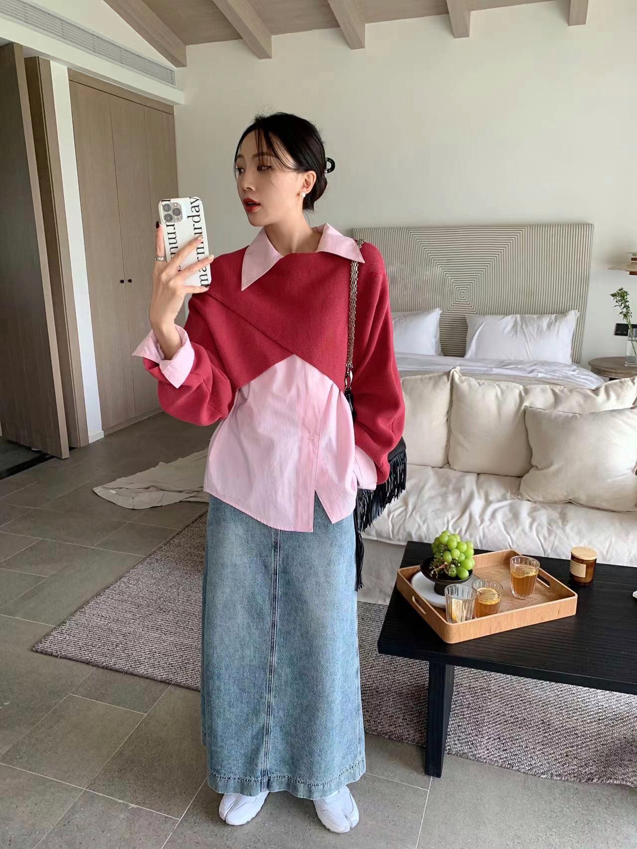 丨NNcomtw丨設計款斜釦不規則襯衫（不含披肩）
