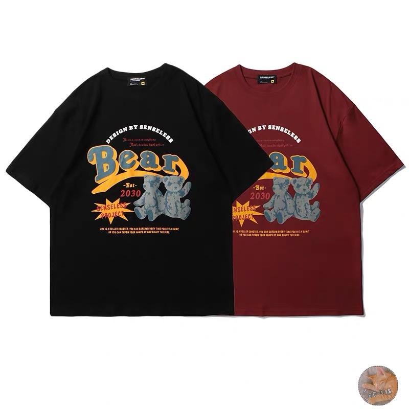 美式復古小熊短T