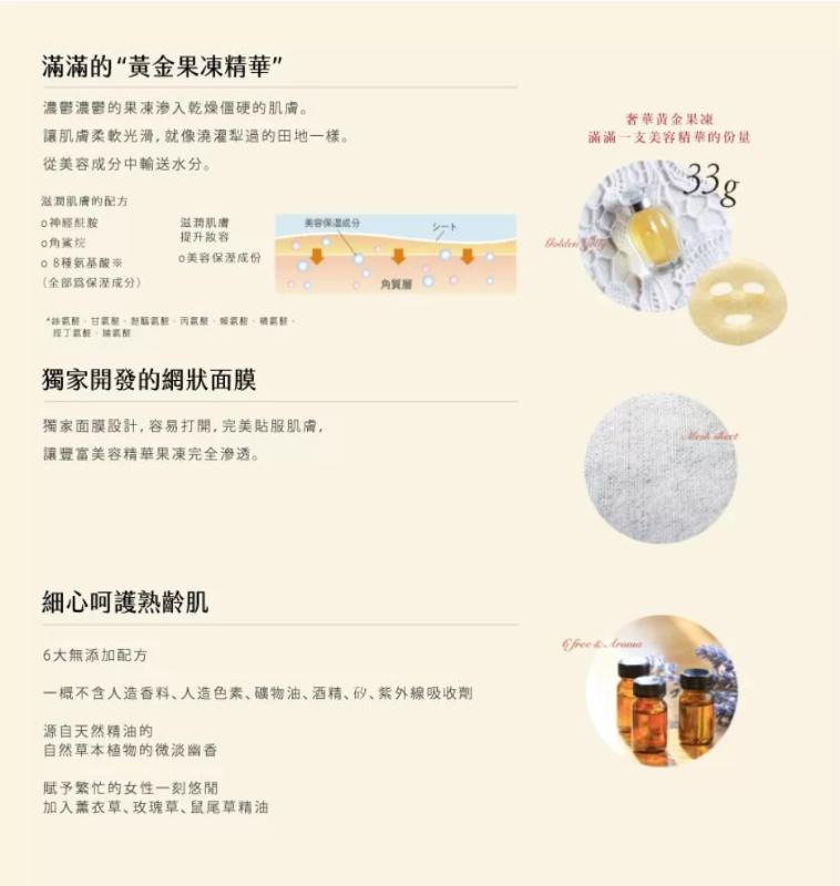 黃金果涷面膜 蜂王漿(33g*3入/盒) 3款任選