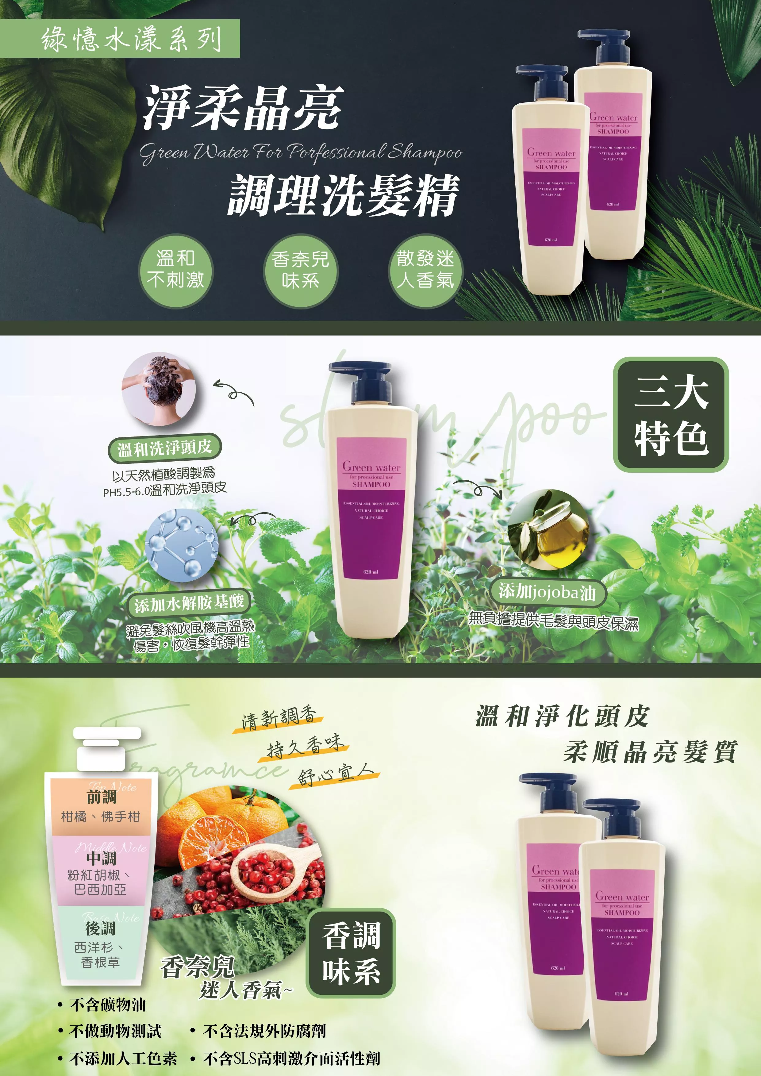 LYSY綠憶水漾 淨柔晶亮調理洗髮精620ML