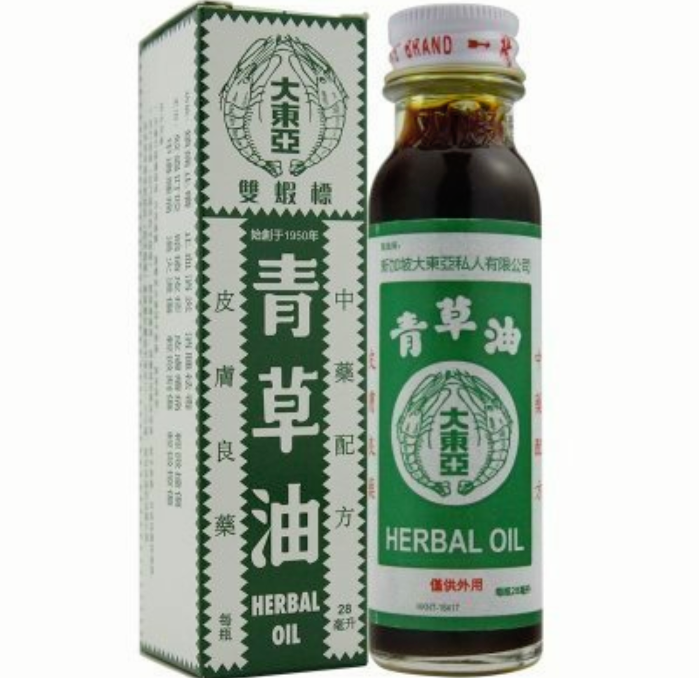 Double Prawn Herbal Oil 大東亞青草油 28ml*12