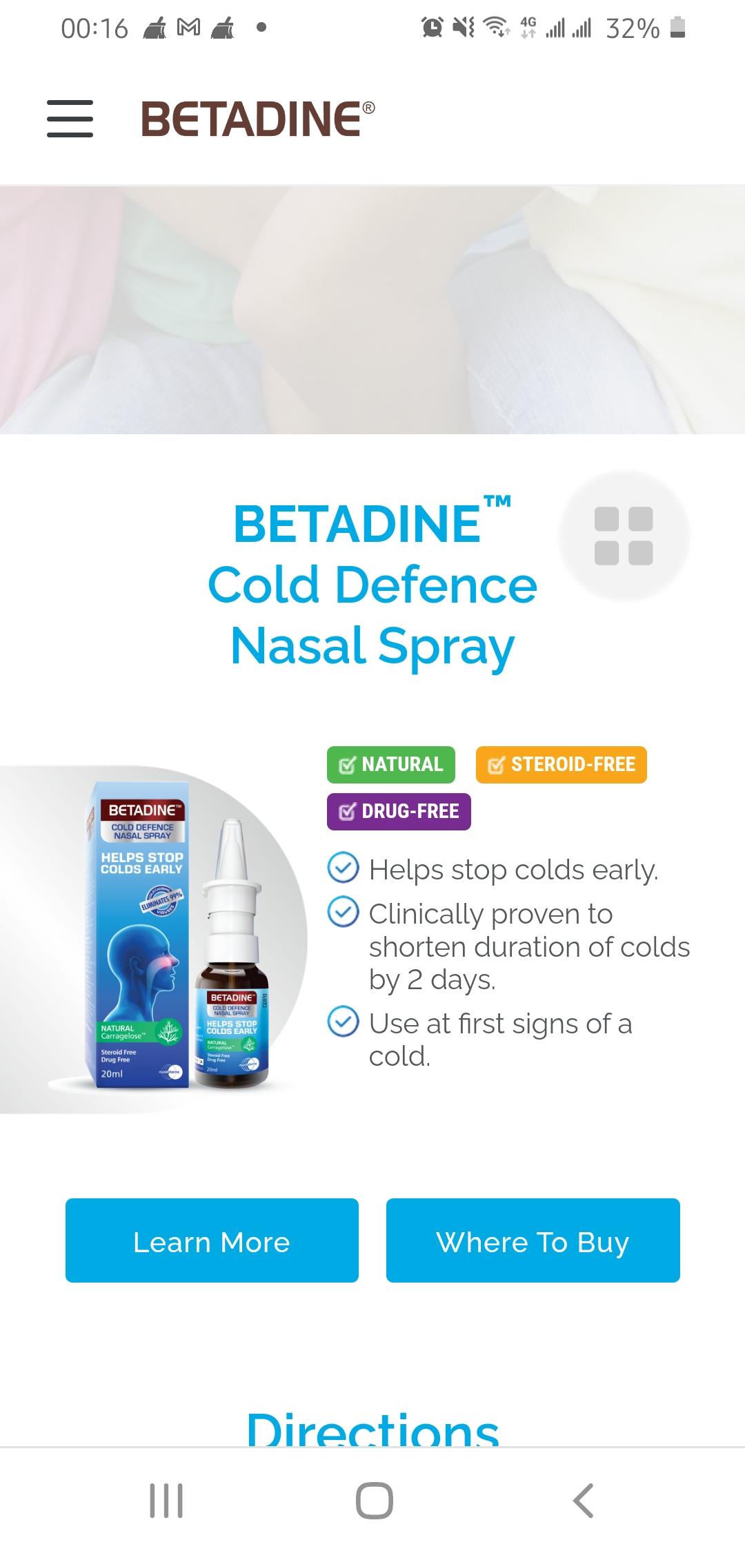 Betadine Cold Defence Nasal Spray Kids /Adult 20ML