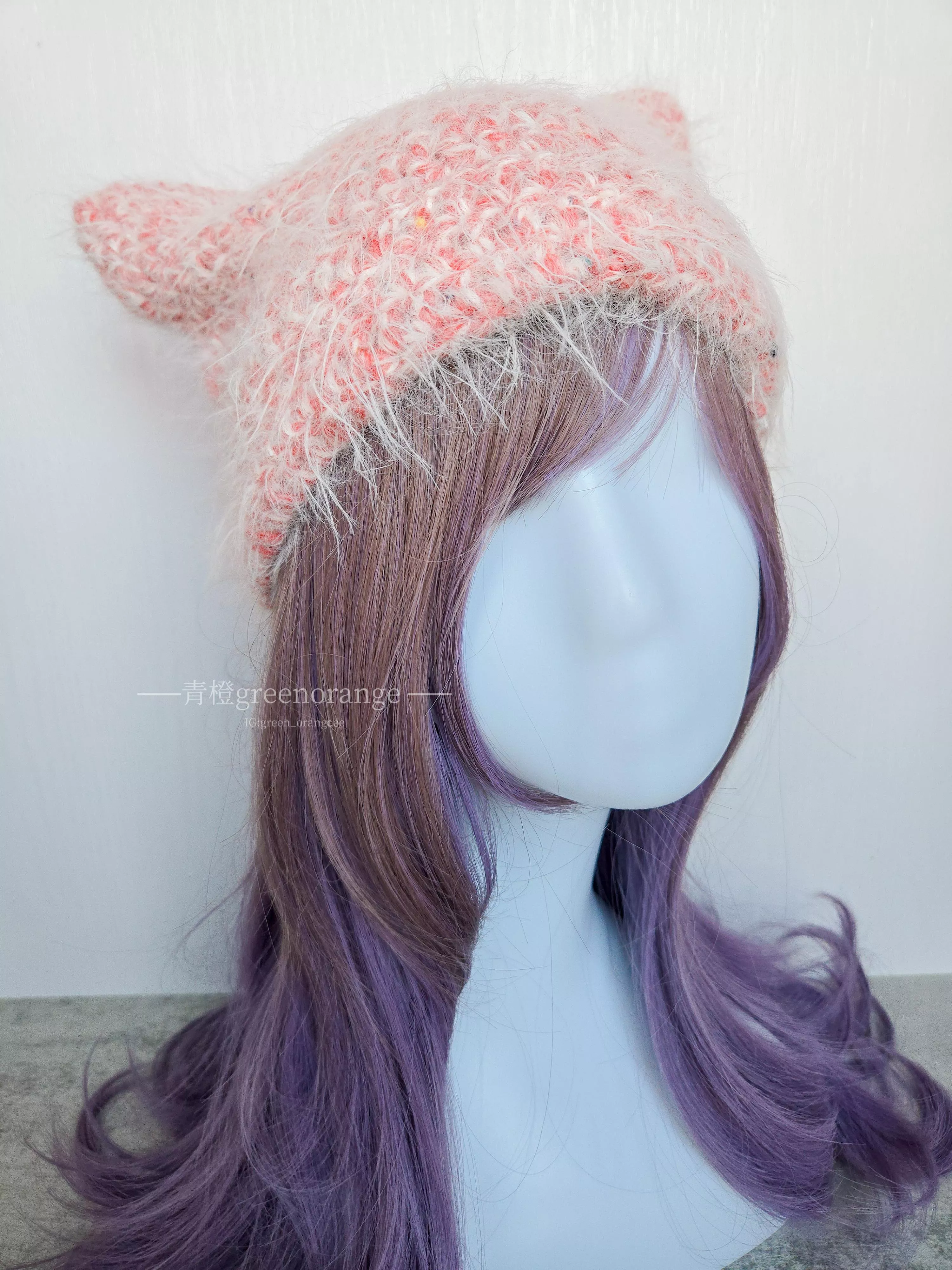 【貓耳帽 】 粉紅 含3%羊毛