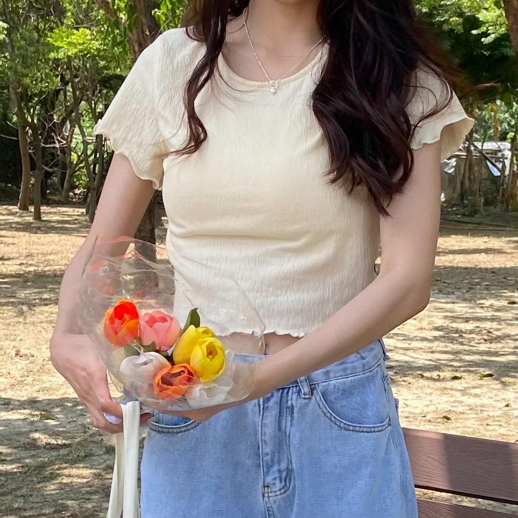 正韓🇰🇷包色款!!捲邊短版上衣