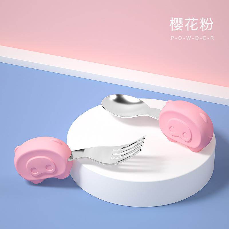 寶寶短柄訓練叉勺不銹鋼組