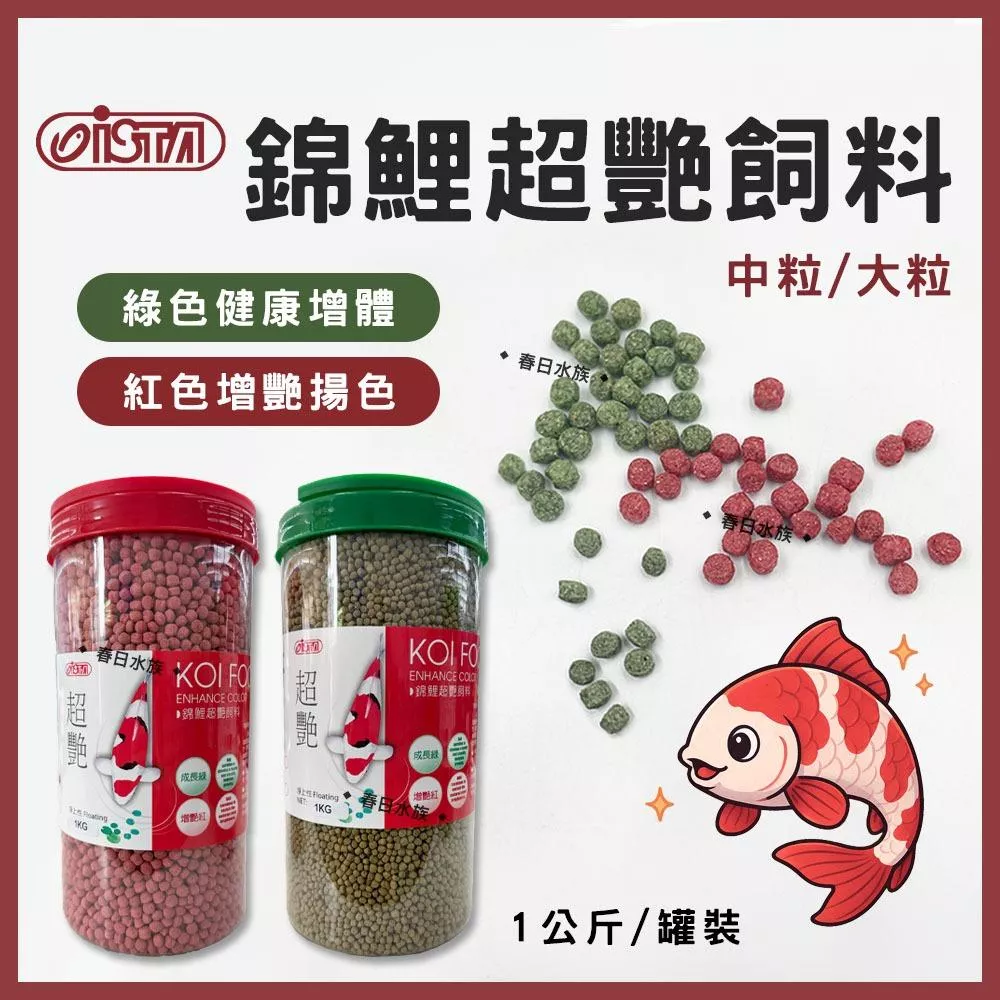 ISTA 錦鯉超艷飼料 罐裝魚飼料 1KG 錦鯉飼料 龍鯉 鯉魚 公園餵魚 魚飼料 育成 增體 增豔 伊士達