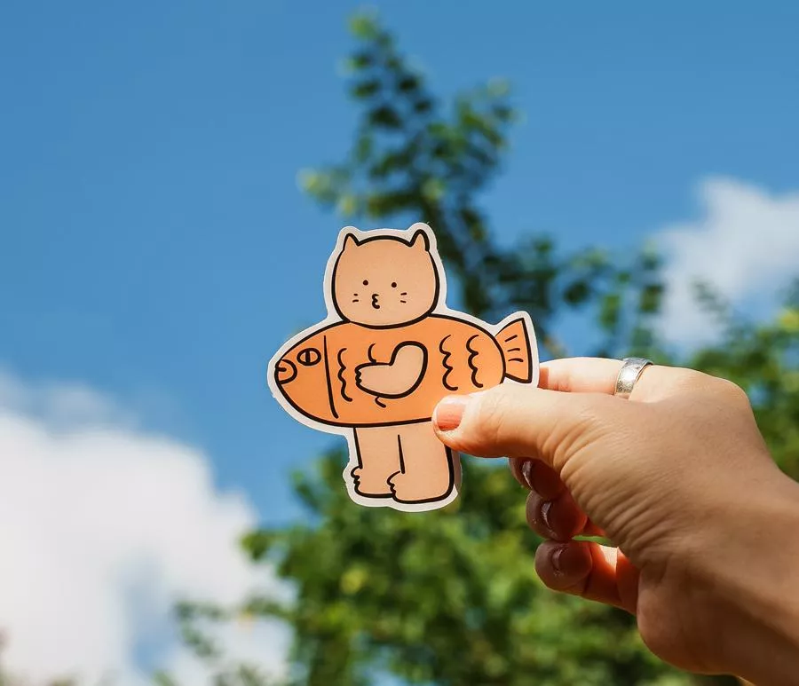 好可愛防水大貼紙-鯛魚燒好好吃