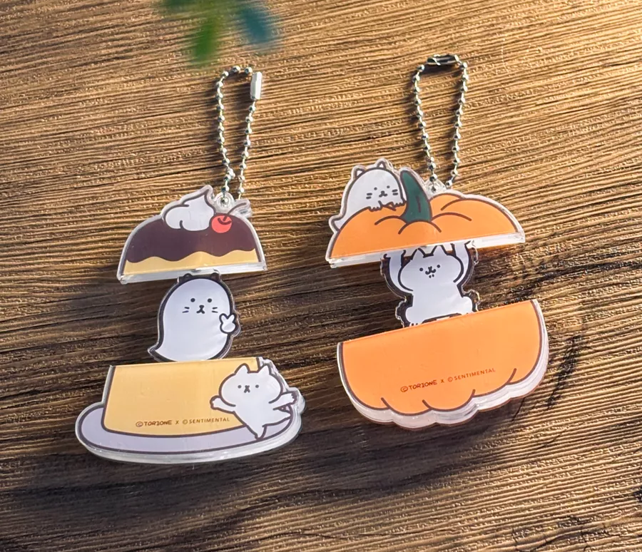 反應過激的貓聯名x美食好朋友抽拉吊飾