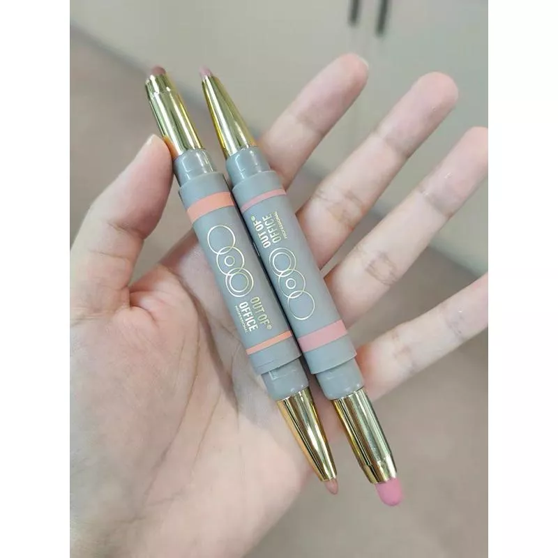 out to office霧嘟雙頭唇線唇膏筆🍄唇線+口紅一隻搞定！
