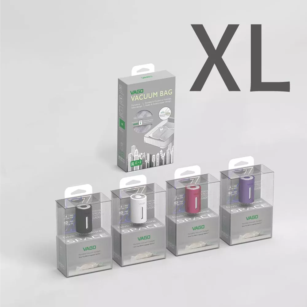 VAGO Z 旅行衣物輕巧微型真空收納機附VAGO真空袋(M)-50X40cm X 1+VAGO 旅行真空收納袋--(XL)70*100cm x2
