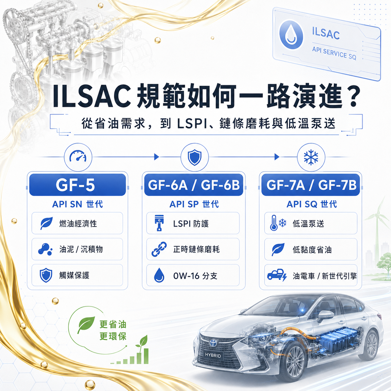ILSAC 規範如何一路演進? ILSAC GF-5、GF-6A、GF-6B、GF-7A、GF-7B 機油規範演進時間軸