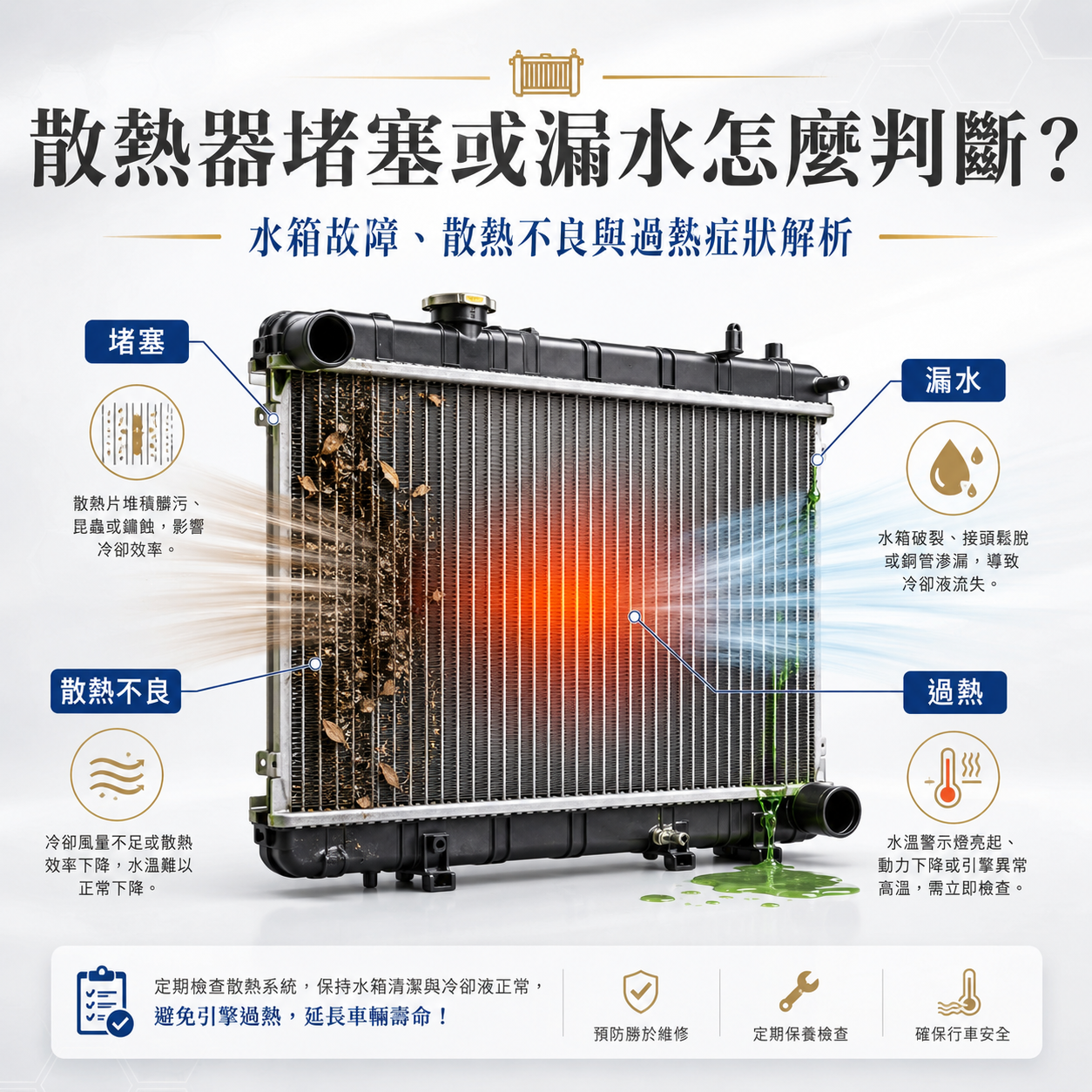 散熱器堵塞或漏水怎麼判斷?