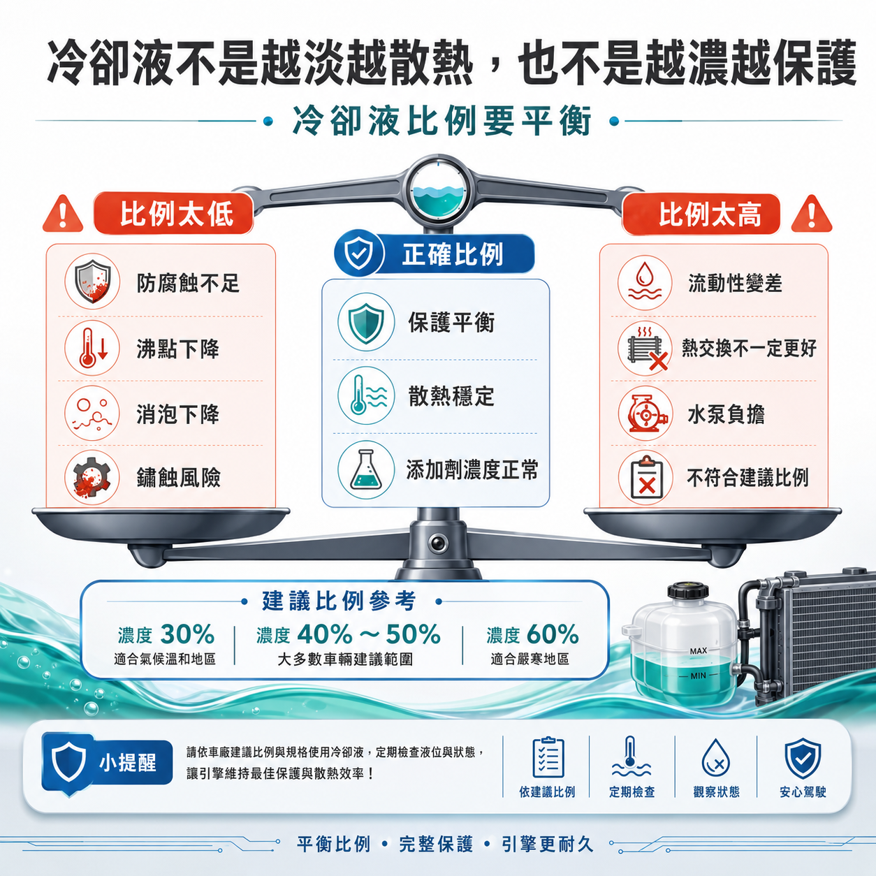 冷卻液比例要平衡