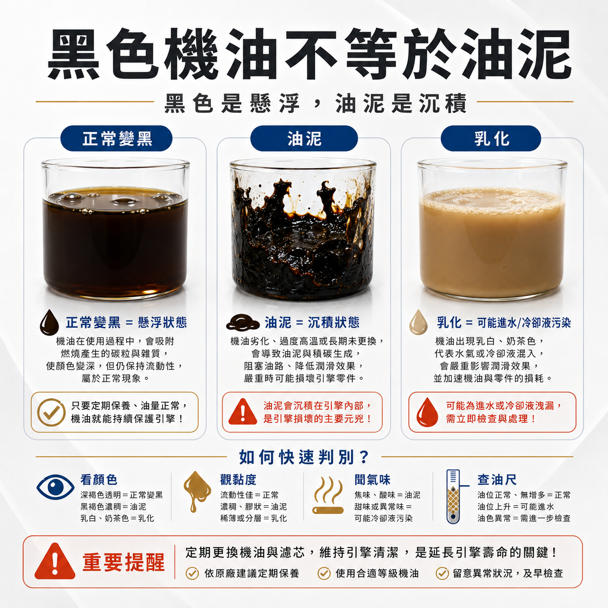 黑色機油不等於油泥