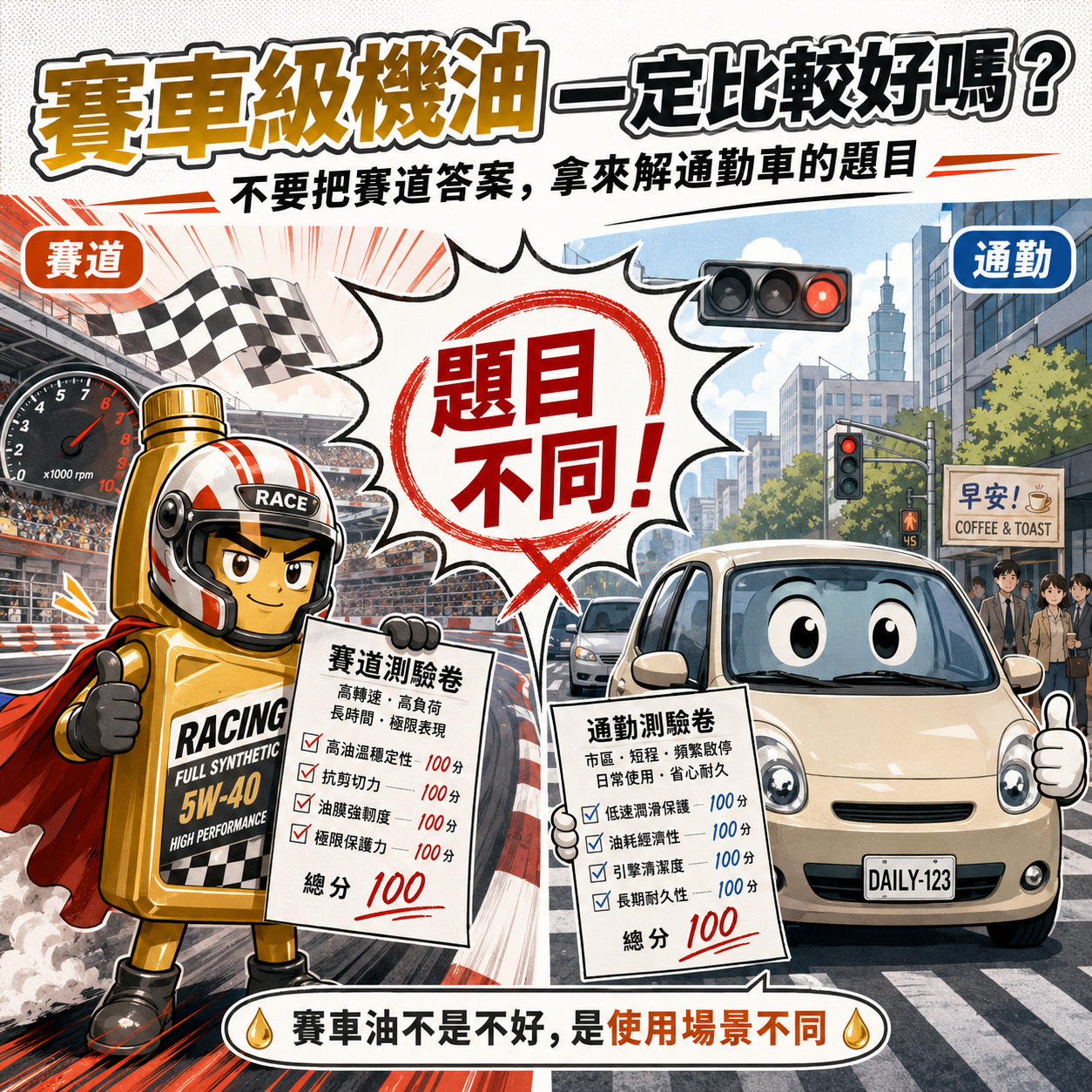 賽車級機油一定比較好嗎？不要把賽道答案，拿來解通勤車的題目