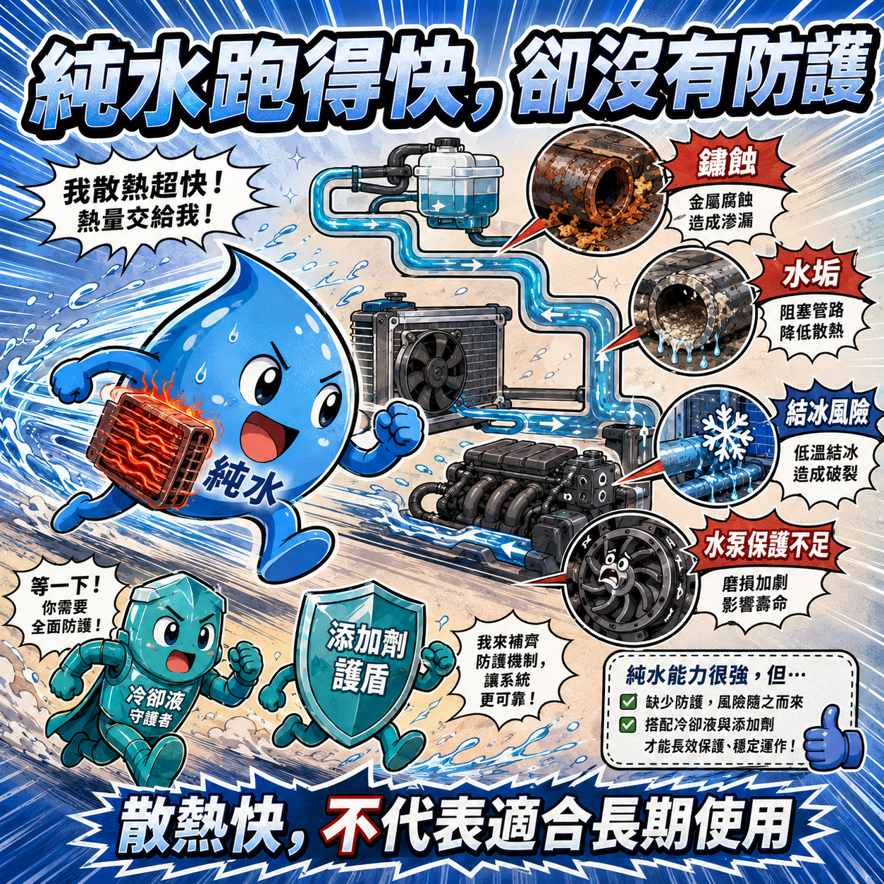 純水跑得快,卻沒有防護