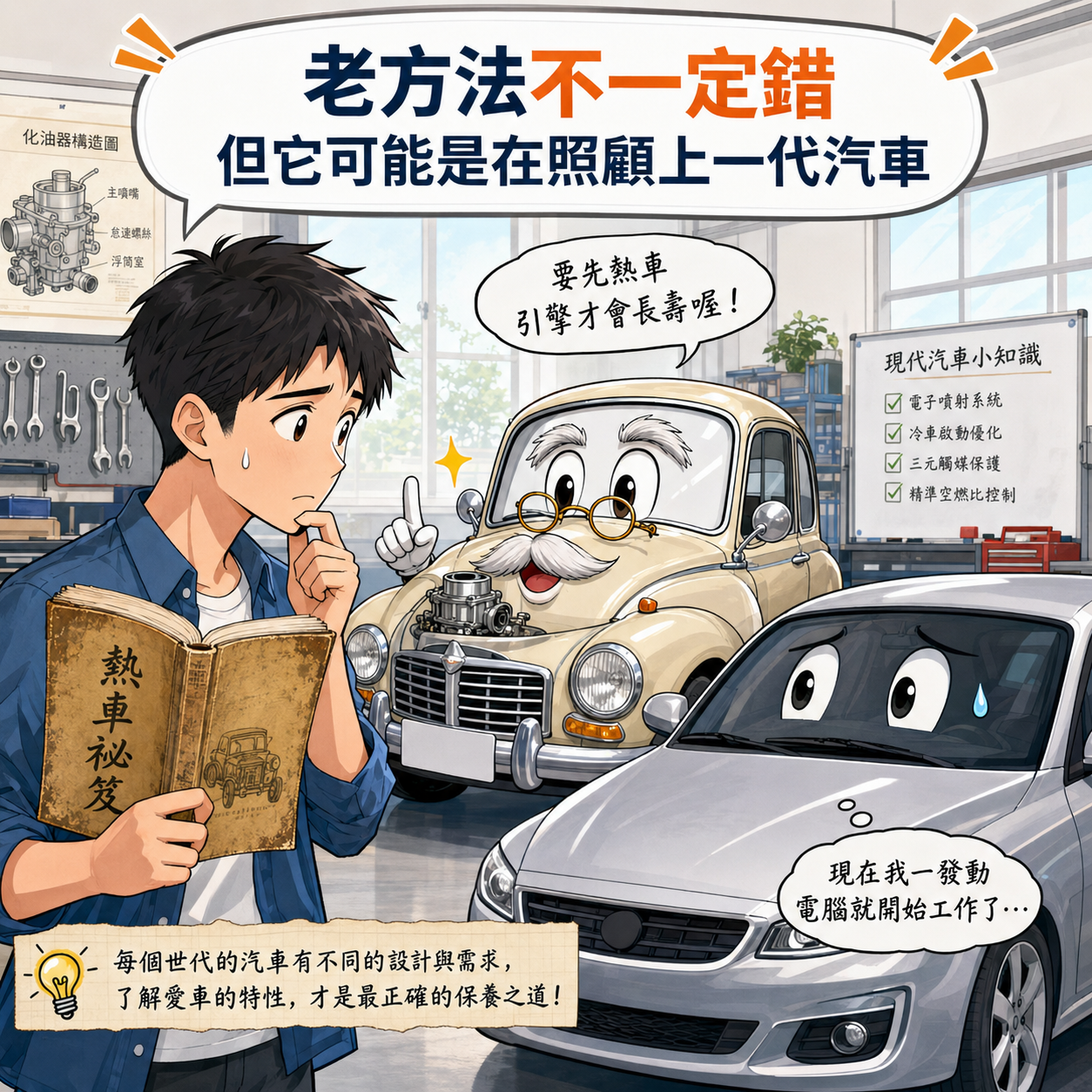 老方法,不一定適合新車 老式化油器汽車與現代電子噴射汽車的熱車觀念差異