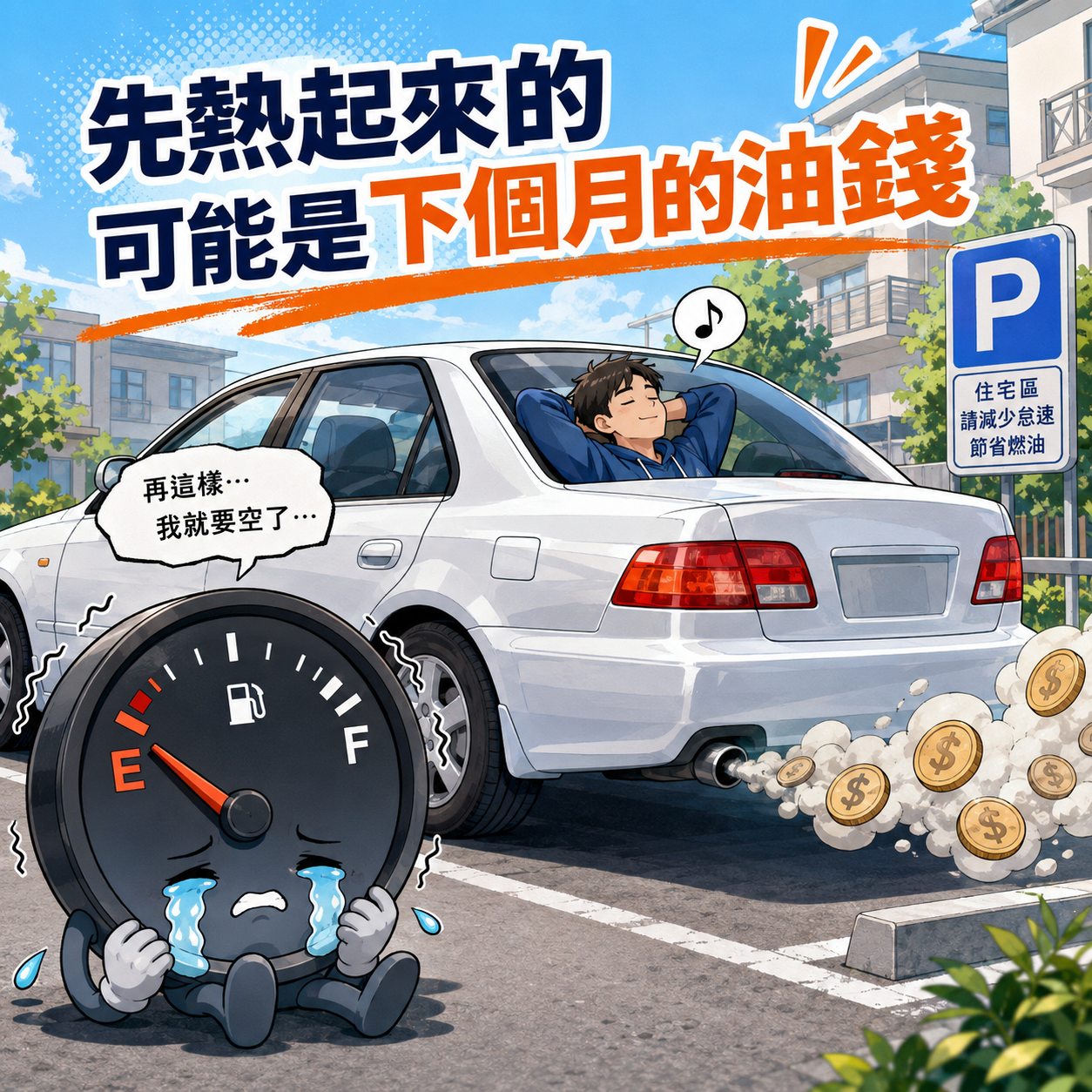先熱起來的是油錢 長時間原地熱車消耗燃料並增加汽車廢氣排放