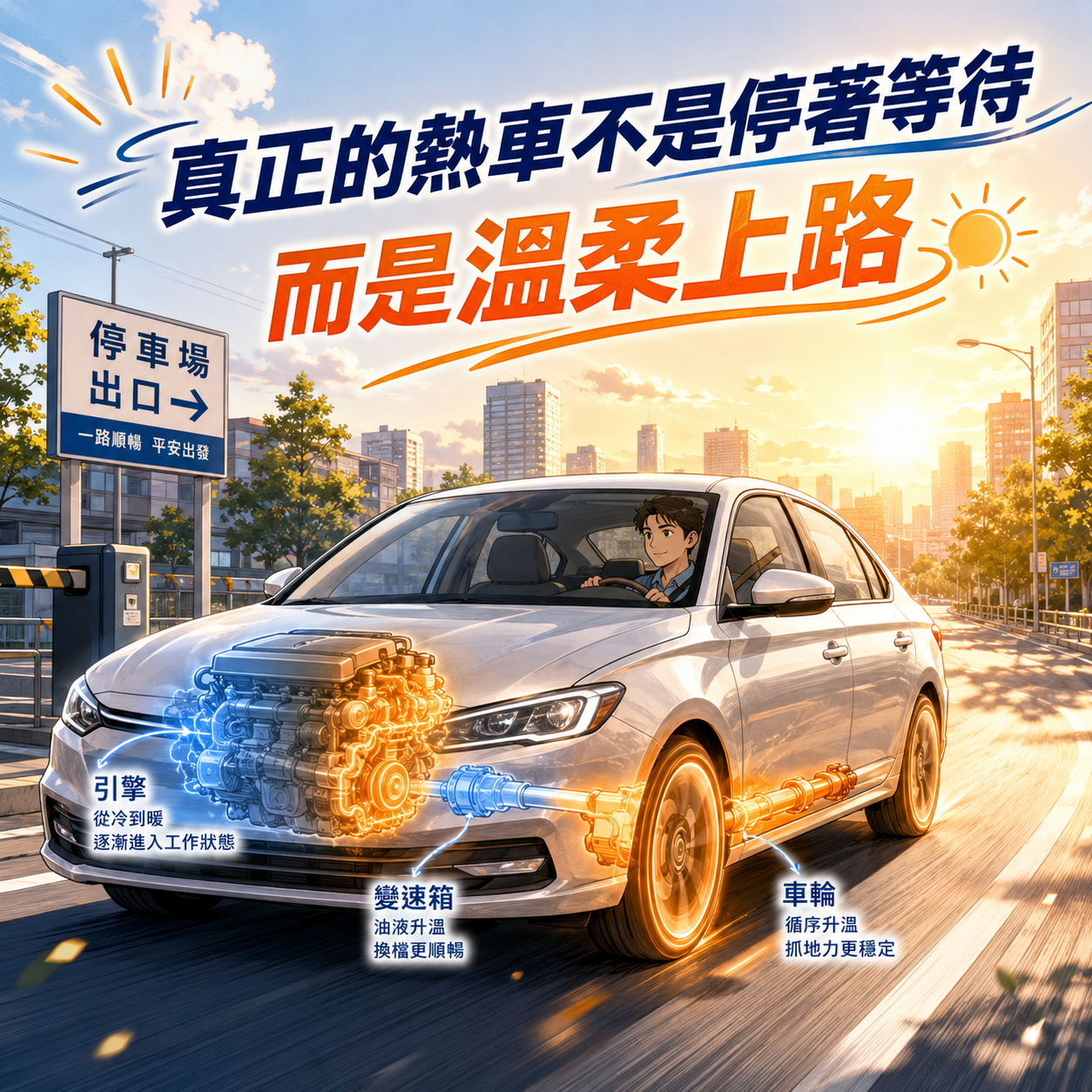 真正的熱車,是溫柔上路 正確熱車方式是發動後確認車況並以低負荷溫和行駛