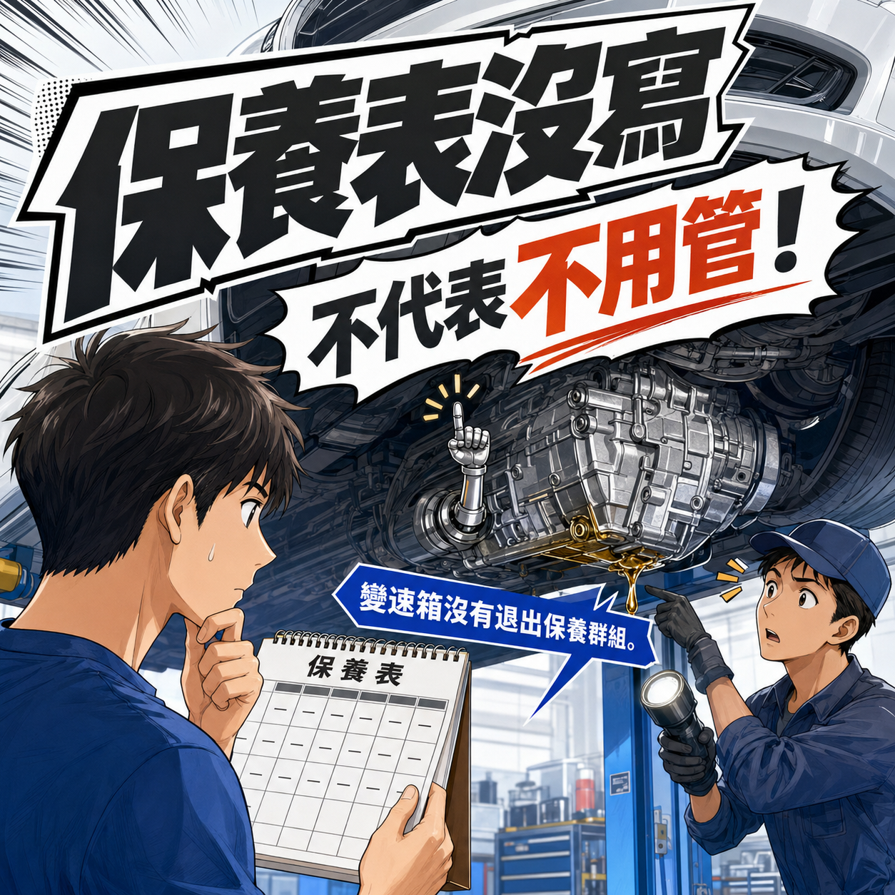 保養表沒寫,不等於不用管 原廠保養表未列換油週期不代表變速箱不需檢查