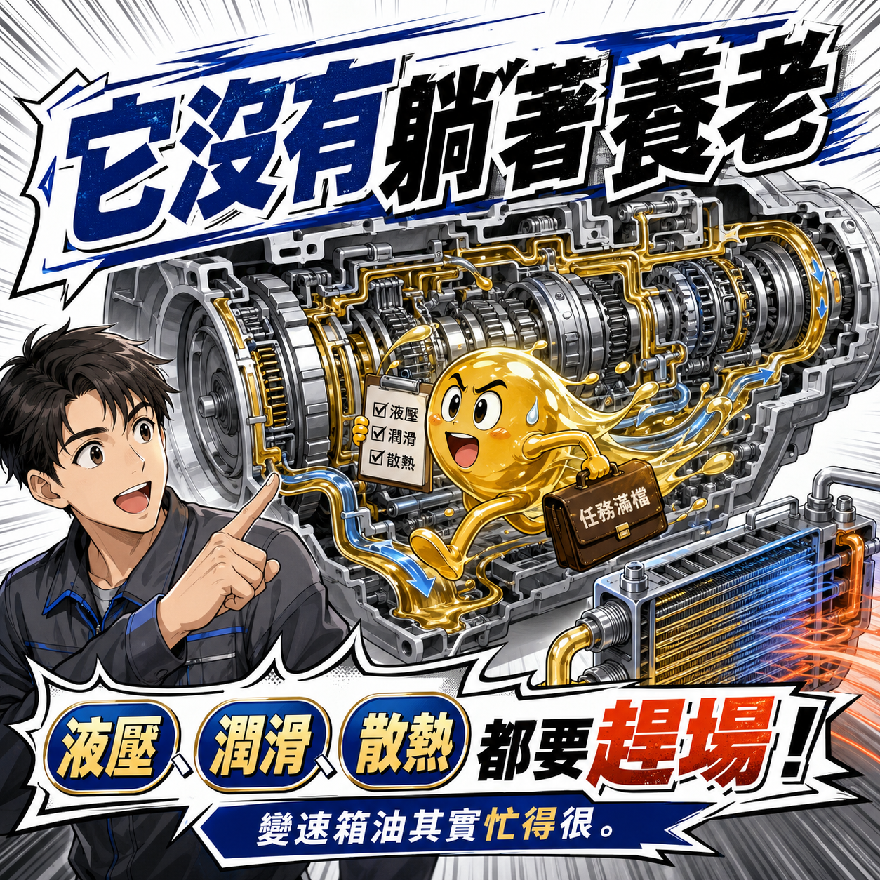 變速箱裡最忙的店長 變速箱油同時負責液壓傳遞潤滑散熱與換檔控制