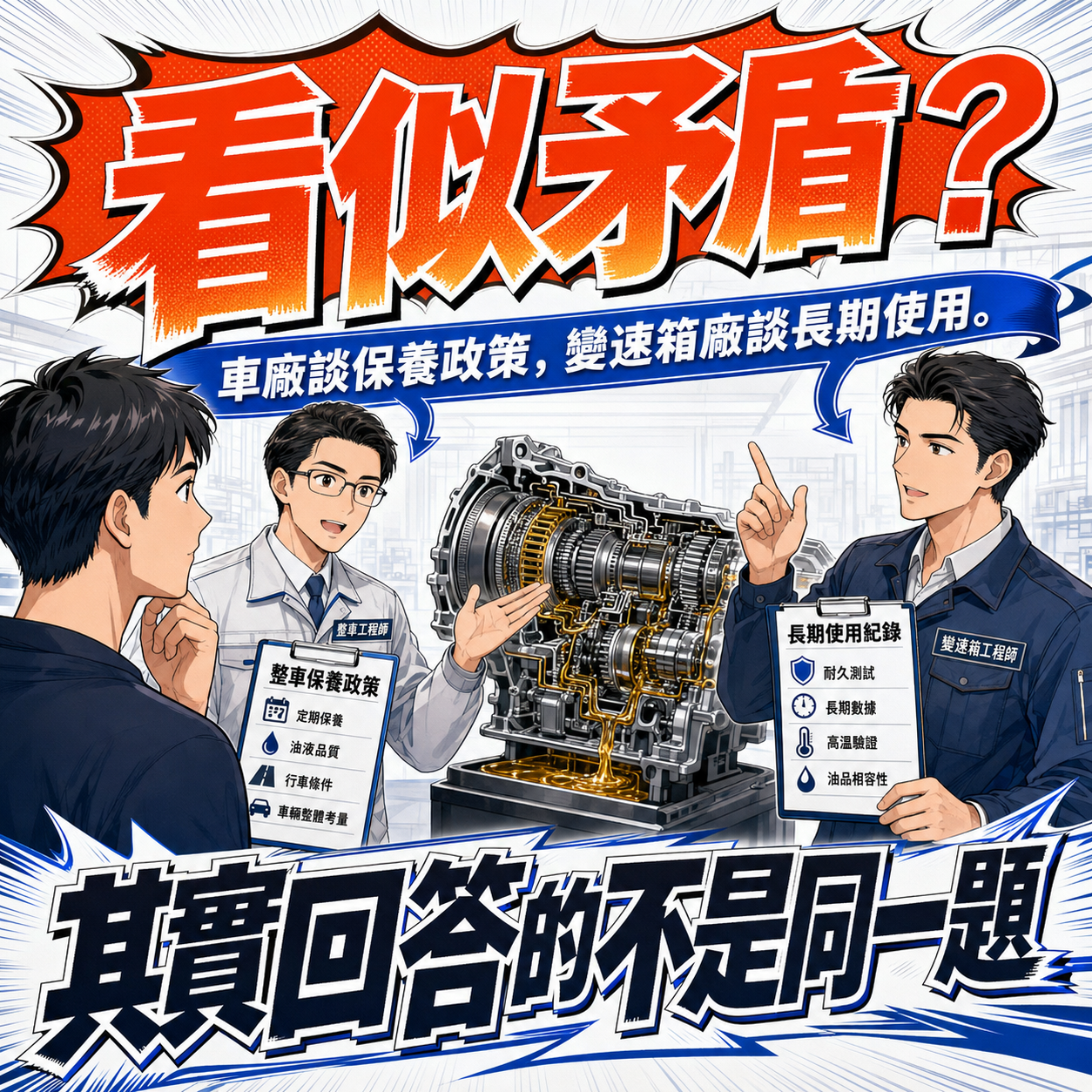 他們其實在回答不同問題 車廠保養政策與變速箱製造商換油建議可能不同