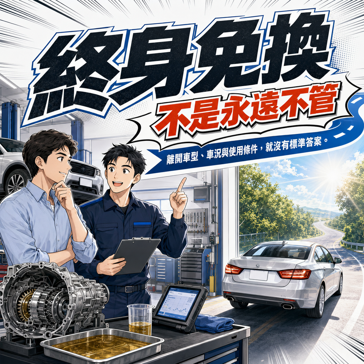 終身免換,不等於永遠不管 變速箱油終身免換仍應依車況規範及使用條件評估保養