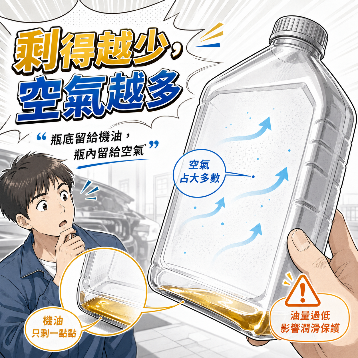 瓶裡剩得越少,空氣越多