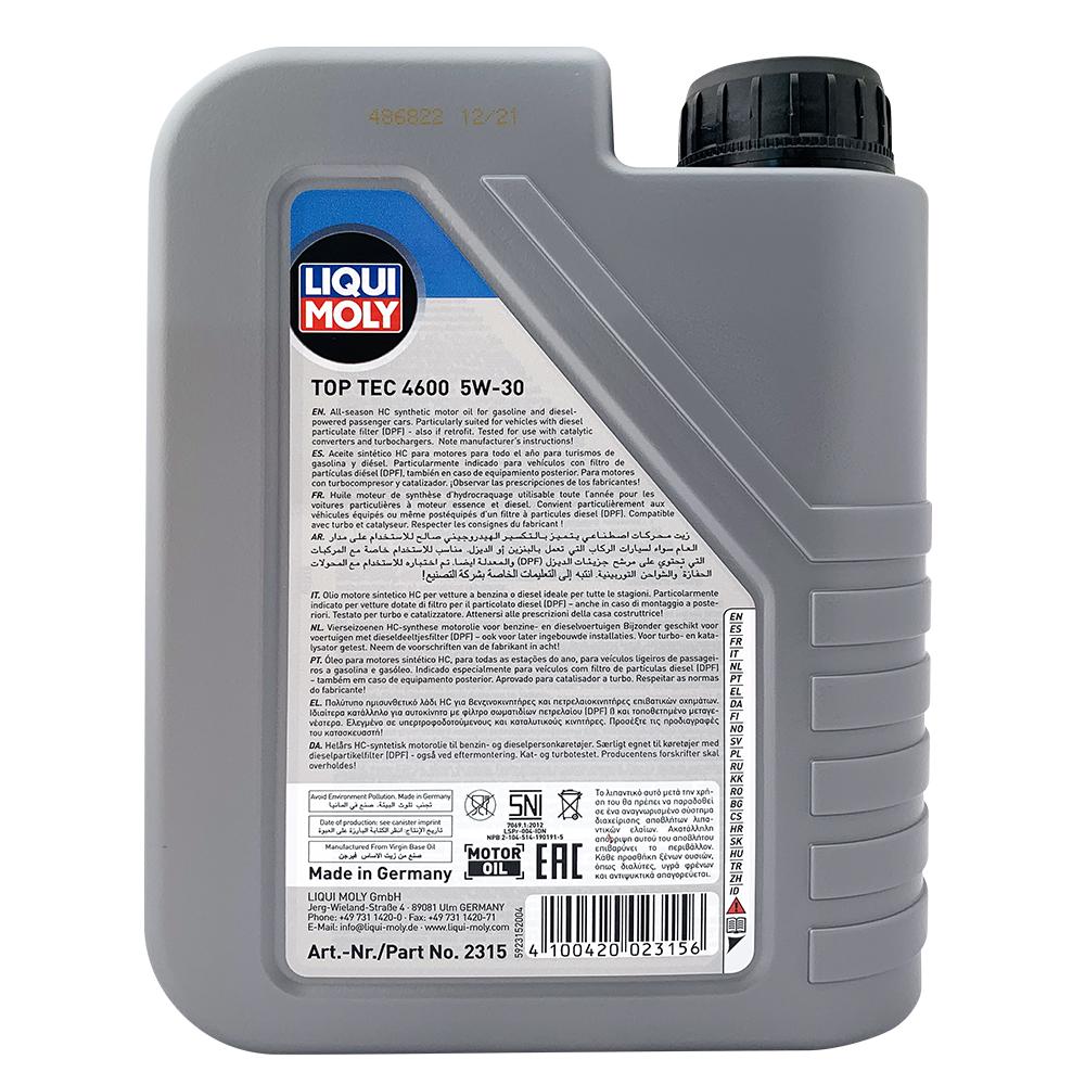 LIQUI MOLY TOP TEC 4600 5W30 全合成機油 長效型 DPF/SCR適用
