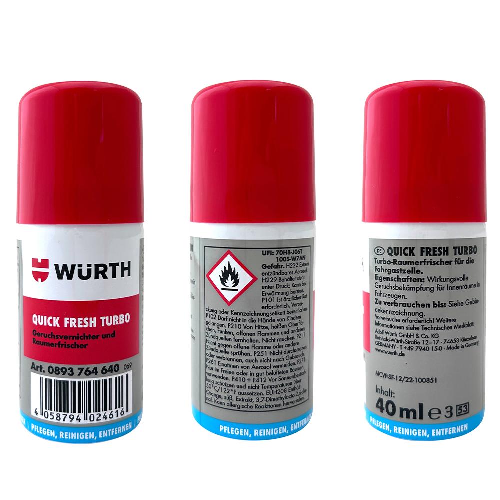 【即期出清】 WURTH Quick Fresh Turbo 車輛空調除味噴霧 車輛空調系統清潔劑