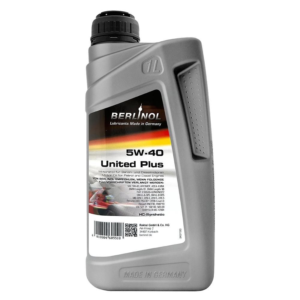 BERLINOL 5W-40 United SN Plus 高效合成機油 適合寶馬/飛雅特/賓士/保時捷/大眾的汽油引擎