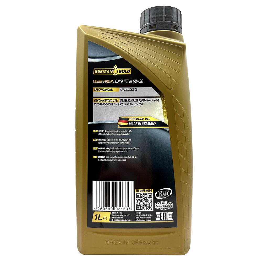 German Gold Engine Power Longlife III 5W-30 高性能合成機油